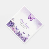 Butterfly Baby shower Elegante Paarse Bloemen Servet (Hoek)