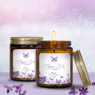 Butterfly Baby shower Elegante Paarse Bloemen Vierkante Sticker