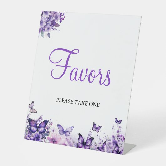 Butterfly Baby shower Favors Reclamebord Met Voetstuk (Voorkant)