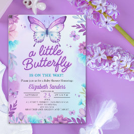 Butterfly Baby Shower for Girl | Pink & purple Kaart