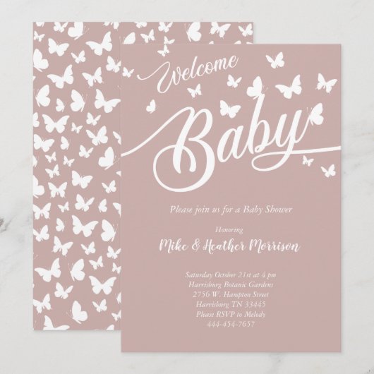 Butterfly Baby shower Geslacht Neutraal Kaart (Voorkant / Achterkant)