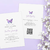 Butterfly Baby shower Gift Registry QR Code Kaart