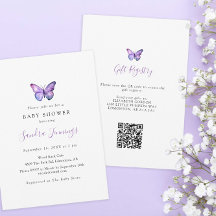 Butterfly Baby shower Gift Registry QR Code