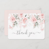 Butterfly Baby shower Girl Flat Hartelijk dank Bedankkaart (Voorkant / Achterkant)