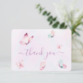 Butterfly Baby shower Girl Flat Hartelijk dank Bedankkaart (Staand voorkant)