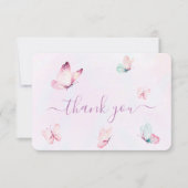 Butterfly Baby shower Girl Flat Hartelijk dank Bedankkaart (Voorkant)