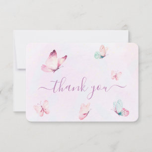 Butterfly Baby shower Girl Flat Hartelijk dank Bedankkaart