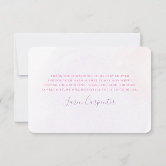 Butterfly Baby shower Girl Flat Hartelijk dank Bedankkaart (Achterkant)