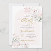 Butterfly Baby shower Girl Invitation Kaart (Voorkant)