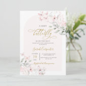 Butterfly Baby shower Girl Invitation Kaart (Staand voorkant)