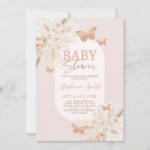 Butterfly Baby shower Girl Invitation Kaart (Voorkant)