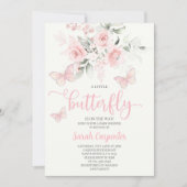 Butterfly Baby shower Girl Invitation Kaart (Voorkant)