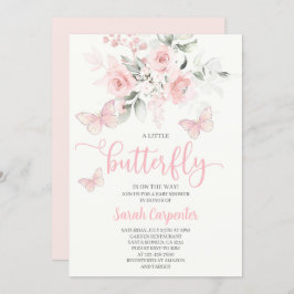 Butterfly Baby shower Girl Invitation Kaart