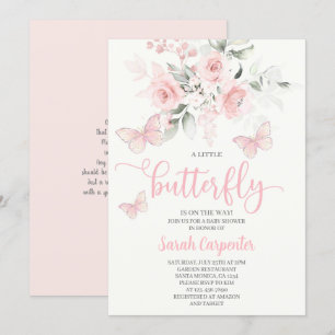 Butterfly Baby shower Girl Invitation Kaart