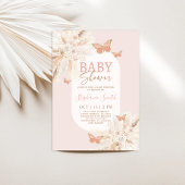 Butterfly Baby shower Girl Invitation Kaart