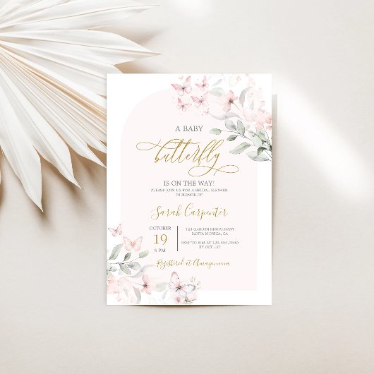 Butterfly Baby shower Girl Invitation Kaart