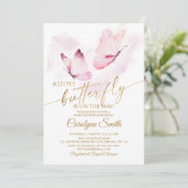 Butterfly Baby shower Girl Invitation Kaart (Staand voorkant)