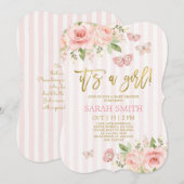 Butterfly Baby shower girl Kaart (Voorkant / Achterkant)