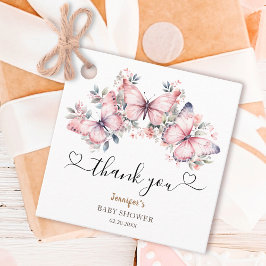 Butterfly Baby shower Girl Pink Bedankjes Labels