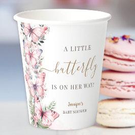 Butterfly Baby shower Girl Pink Papieren Bekers