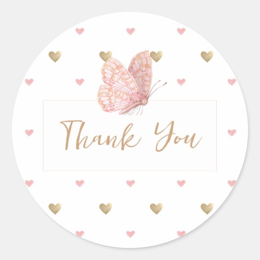 Butterfly Baby shower Hartelijk dank Ronde Sticker (Voorkant)