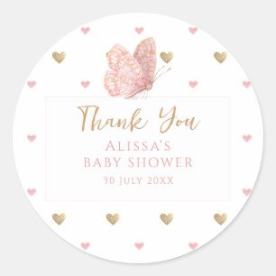 Butterfly Baby shower Hartelijk dank Ronde Sticker