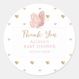 Butterfly Baby shower Hartelijk dank Ronde Sticker