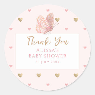 Butterfly Baby shower Hartelijk dank Ronde Sticker