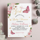 Butterfly Baby shower Invitation Baby Girl Kaart