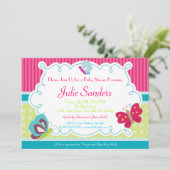 Butterfly Baby shower Invitation, Butterflies Kaart (Staand voorkant)