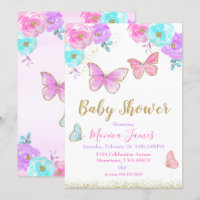 Butterfly Baby shower Invitation Girl Baby shower