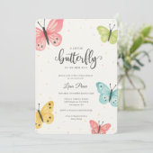 Butterfly Baby shower Invitation Girl Kaart (Staand voorkant)