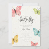 Butterfly Baby shower Invitation Girl Kaart (Voorkant)