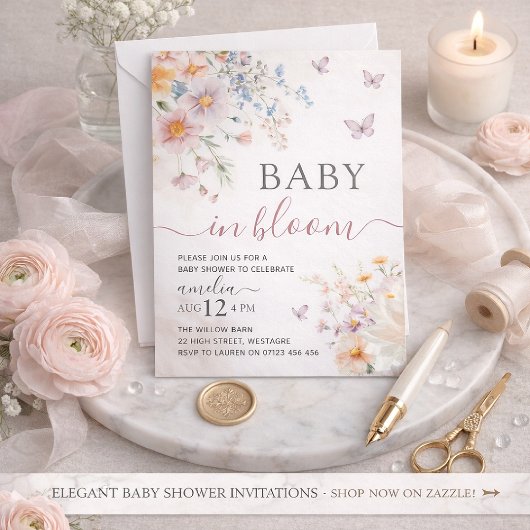 Butterfly Baby Shower Invitation Girl Kaart