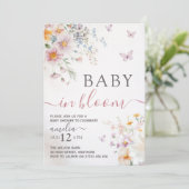 Butterfly Baby Shower Invitation Girl Kaart (Staand voorkant)