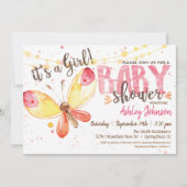 Butterfly Baby shower Invitation, het is een meisj Kaart (Voorkant)