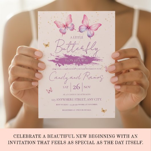 Butterfly Baby Shower Invitation Kaart