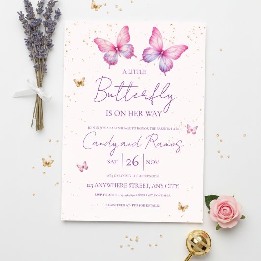 Butterfly Baby Shower Invitation Kaart