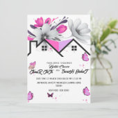 Butterfly Baby Shower Invitation, Pink Purple Butt Kaart (Staand voorkant)