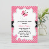 Butterfly Baby shower Invitation roze Kaart (Staand voorkant)