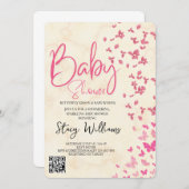 Butterfly Baby Shower Kaart (Voorkant / Achterkant)