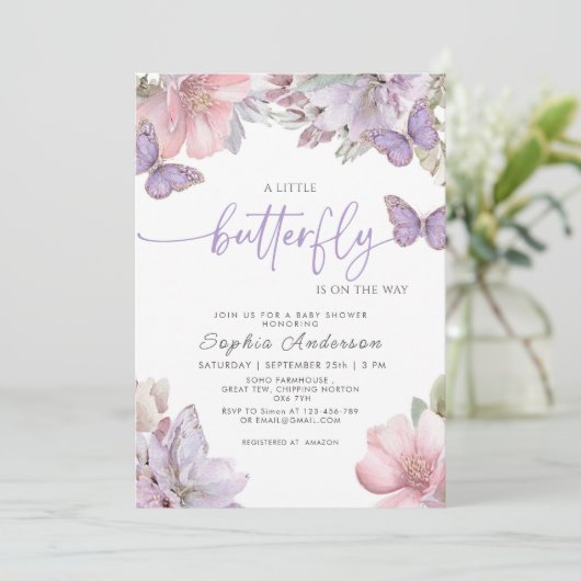 Butterfly Baby Shower  Kaart (Staand voorkant)