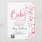 Butterfly Baby Shower Kaart (Voorkant / Achterkant)