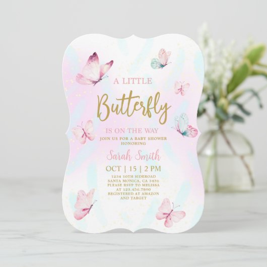 Butterfly Baby shower Kaart (Staand voorkant)