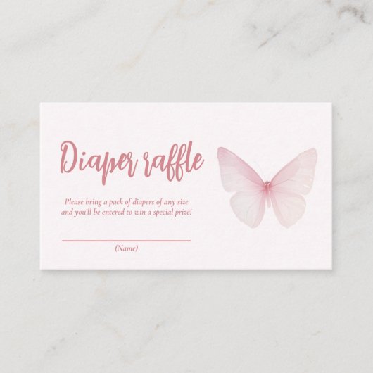 "Butterfly Baby shower Luier Raffle Ticket" Informatiekaartje (Voorkant)