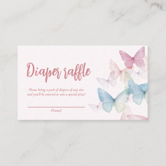 "Butterfly Baby shower Luier Raffle Ticket" Informatiekaartje (Voorkant)