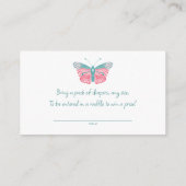 Butterfly baby shower luier verloting tickets informatiekaartje (Achterkant)