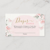 Butterfly baby shower meisje Luier Raffle Kaart (Voorkant)