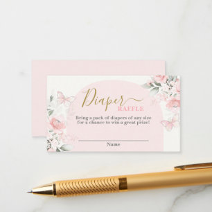 Butterfly baby shower meisje Luier Raffle Kaart