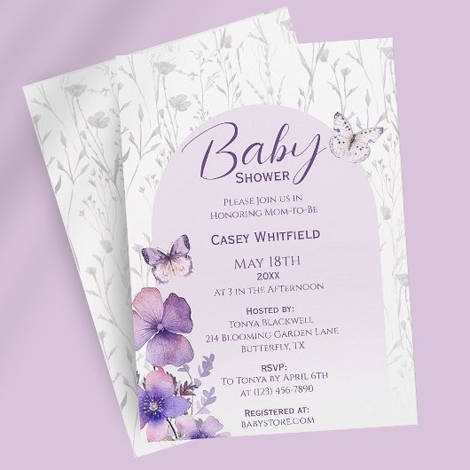 Butterfly Baby shower Modern Boho Meisje Kaart